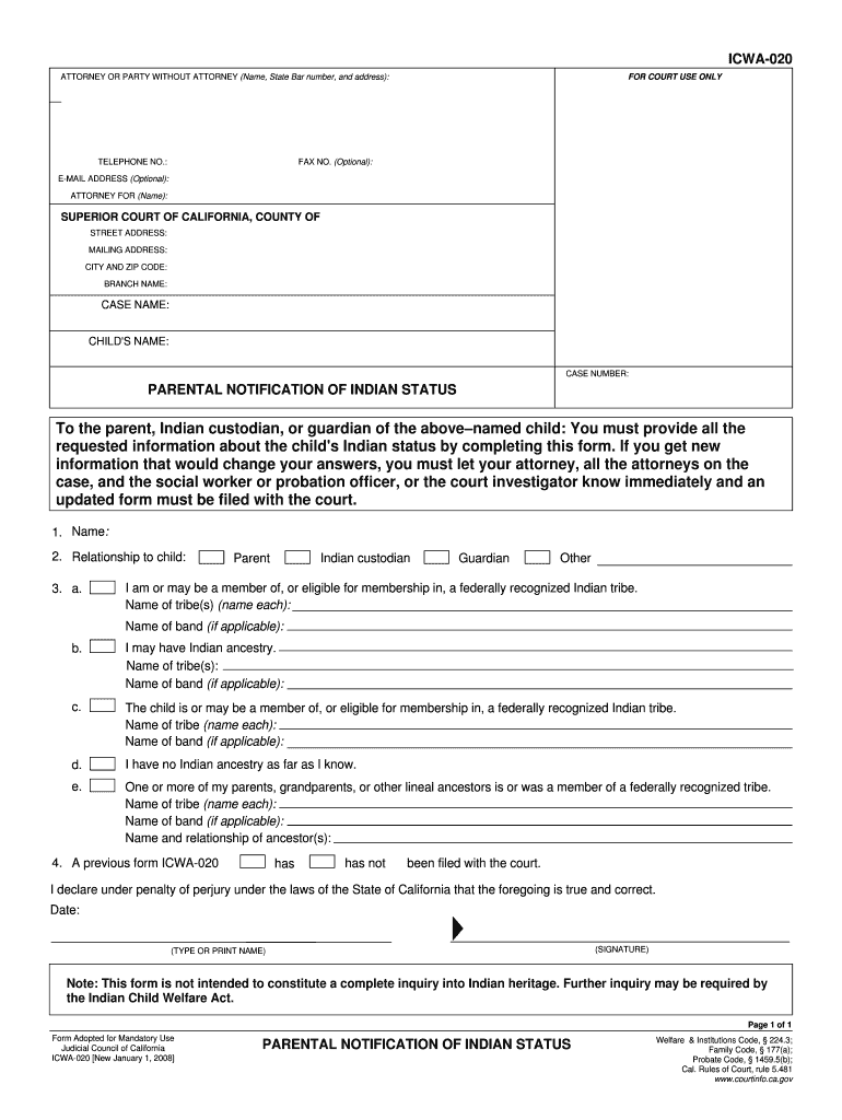 Icwa Form