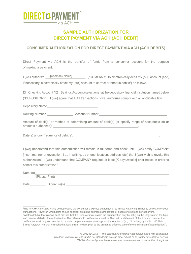 Direct Pay Authorization Form Insurance