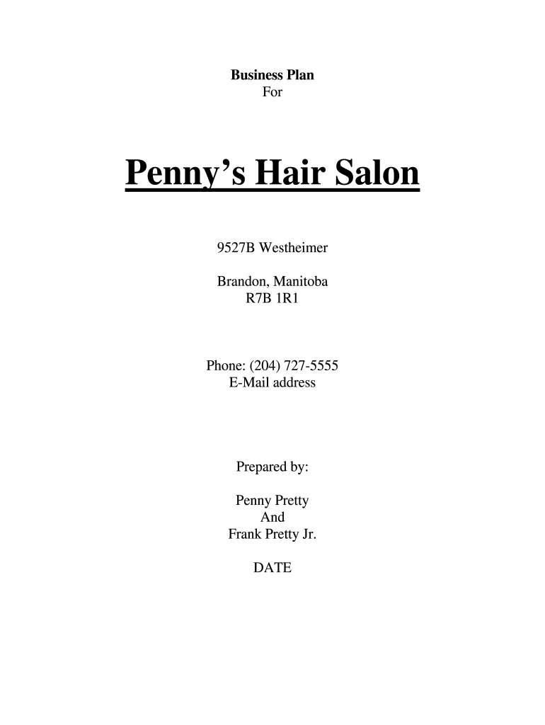 penny's hair salon business plan pdf