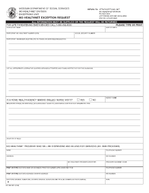  Mo Healthnet Exception Request Form 2008