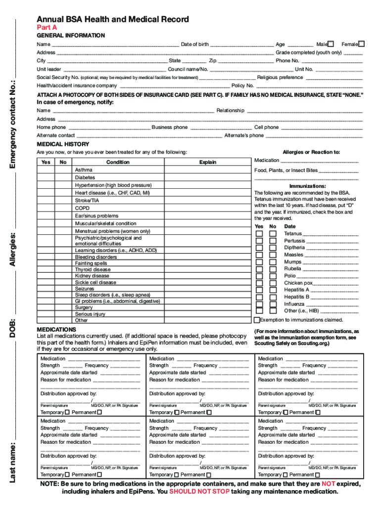 Get and Sign Bsa Health Form 2009-2022