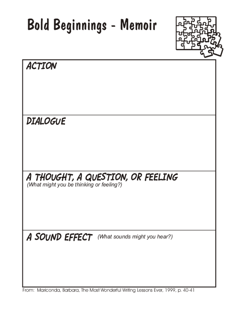 Template for Writing a Memoir  Form