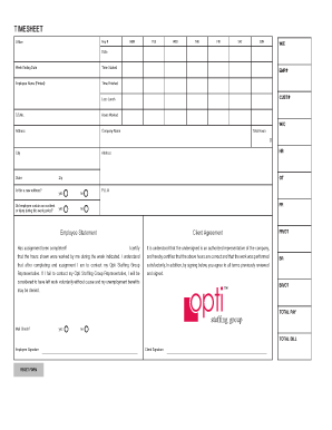 Opti Staffing Timesheet  Form