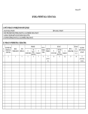 Knjiga Primitaka I Izdataka Excel  Form