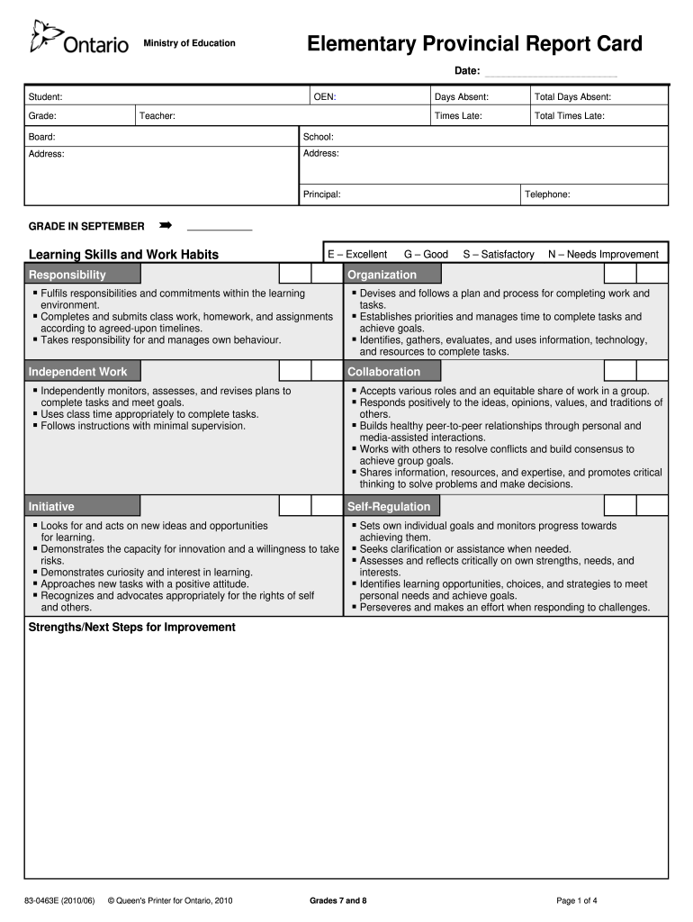ontario report card - fill out and sign printable pdf template | signnow