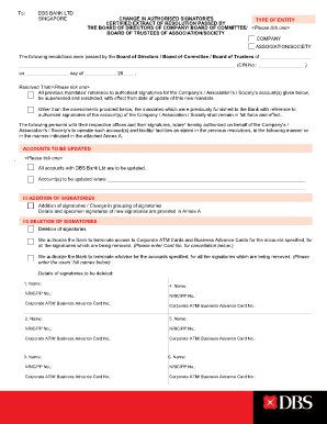 Dbs Change of Account Mandate  Form