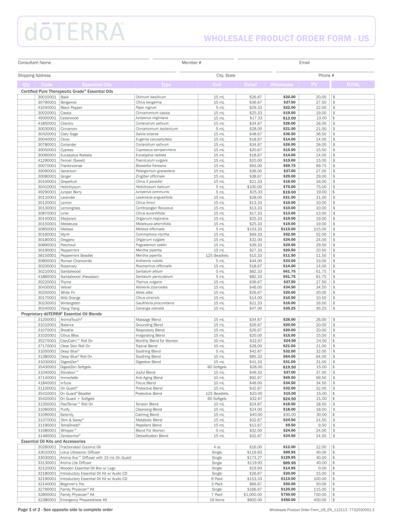 D Terra Price List  Form