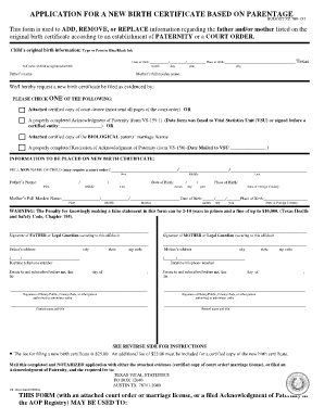 Texas Birth Certificate Application Form PDF
