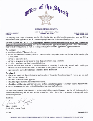 Edgecombe County Sheriff Department Gun Permit  Form