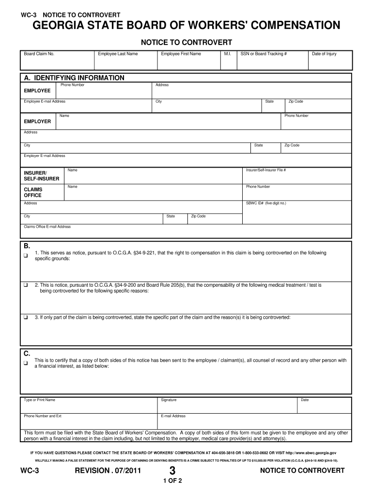 Georgia Wc 3 Form