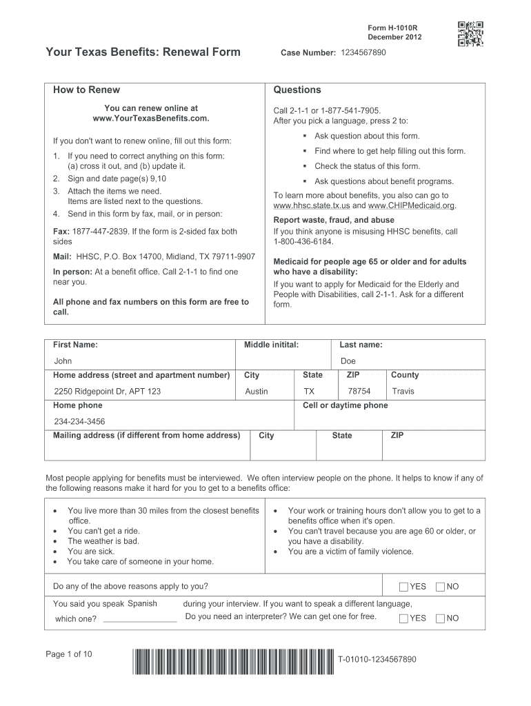  Yourtexasbenefits Forms 2012-2024