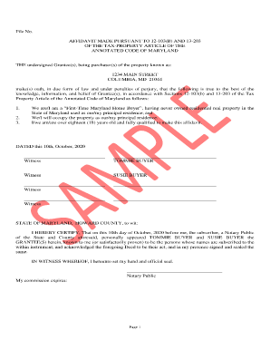 Maryland First Time Home Buyer Affidavit  Form