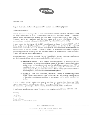 Verification of Medical Necessity Form Replacement Invacare