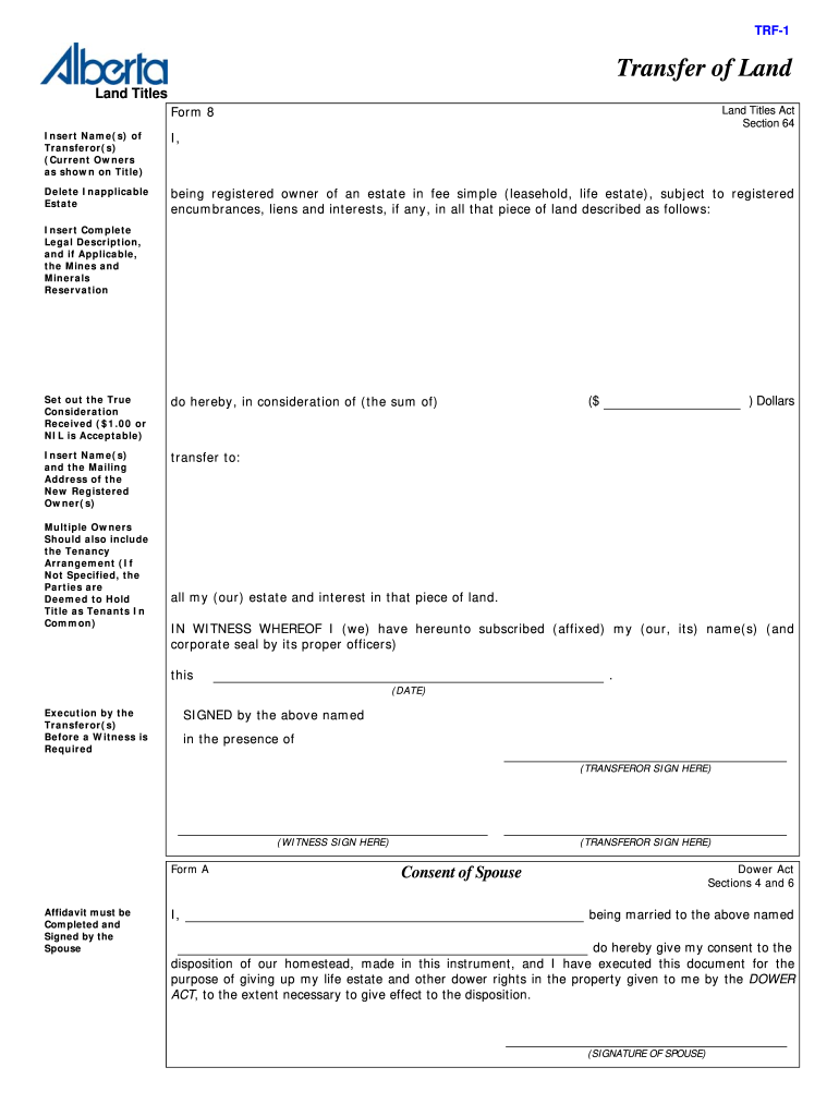 How to Fill Out a Transfer of Land Form Alberta