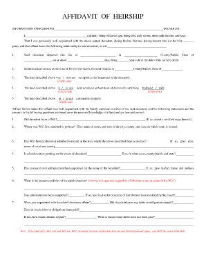 Affidavit of Heirship  Form