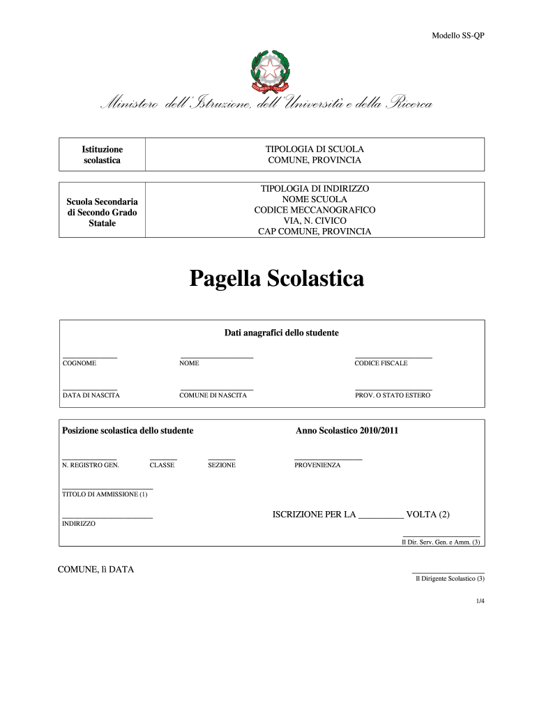 Pagella Scolastica  Form