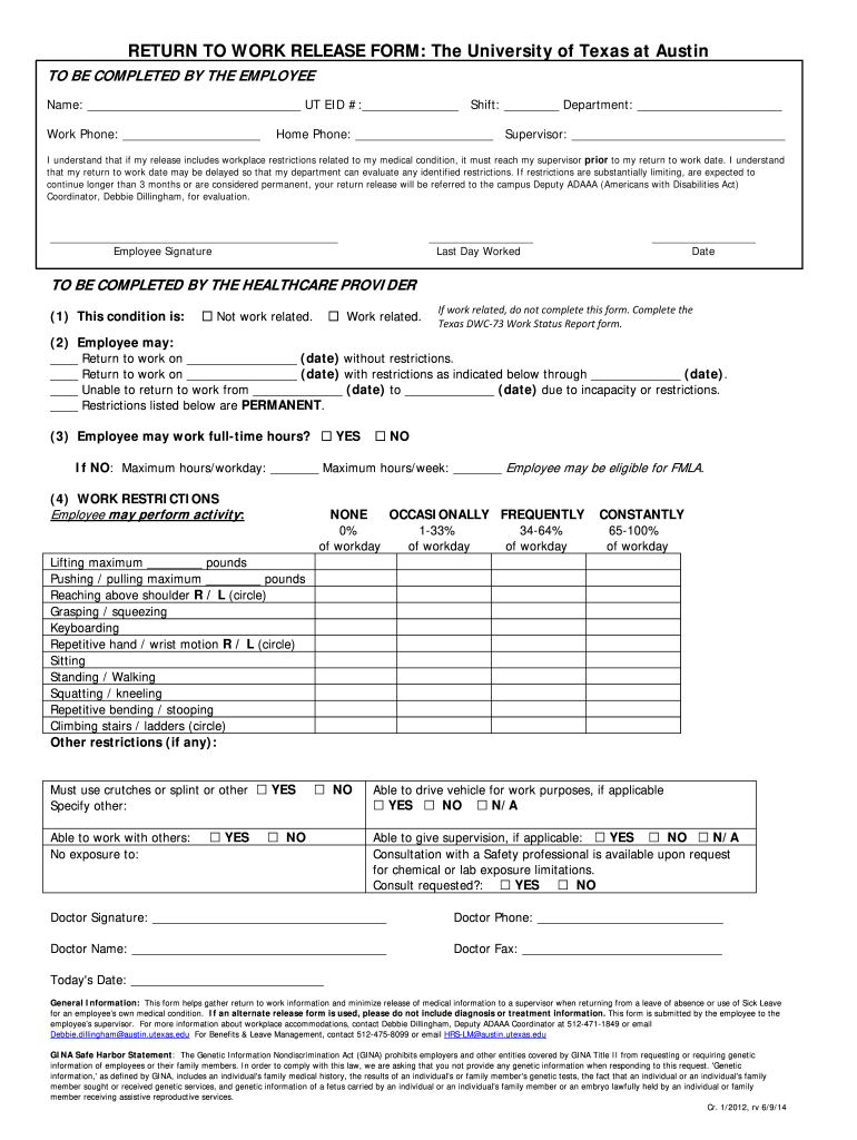 Work Release Form