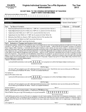 Form VA 8879 Virginia Department of Taxation Tax Virginia