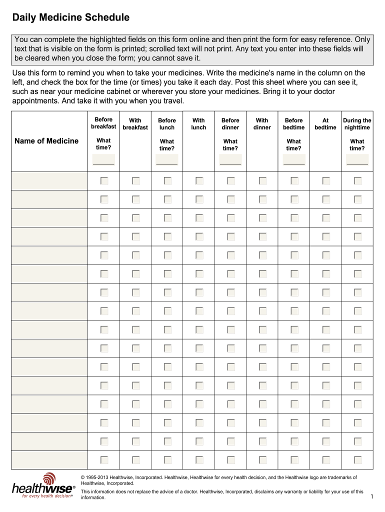 Medicine Schedule Form