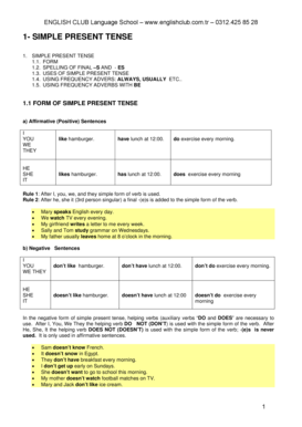 Simple Tenses in English  Form