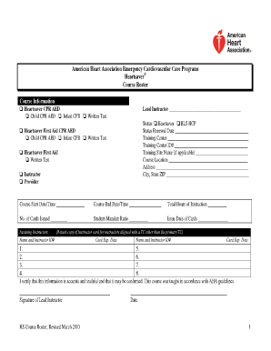 CPR Heart Save Roster RESA 6  Form