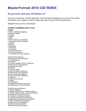 Csi Masterformat PDF Download