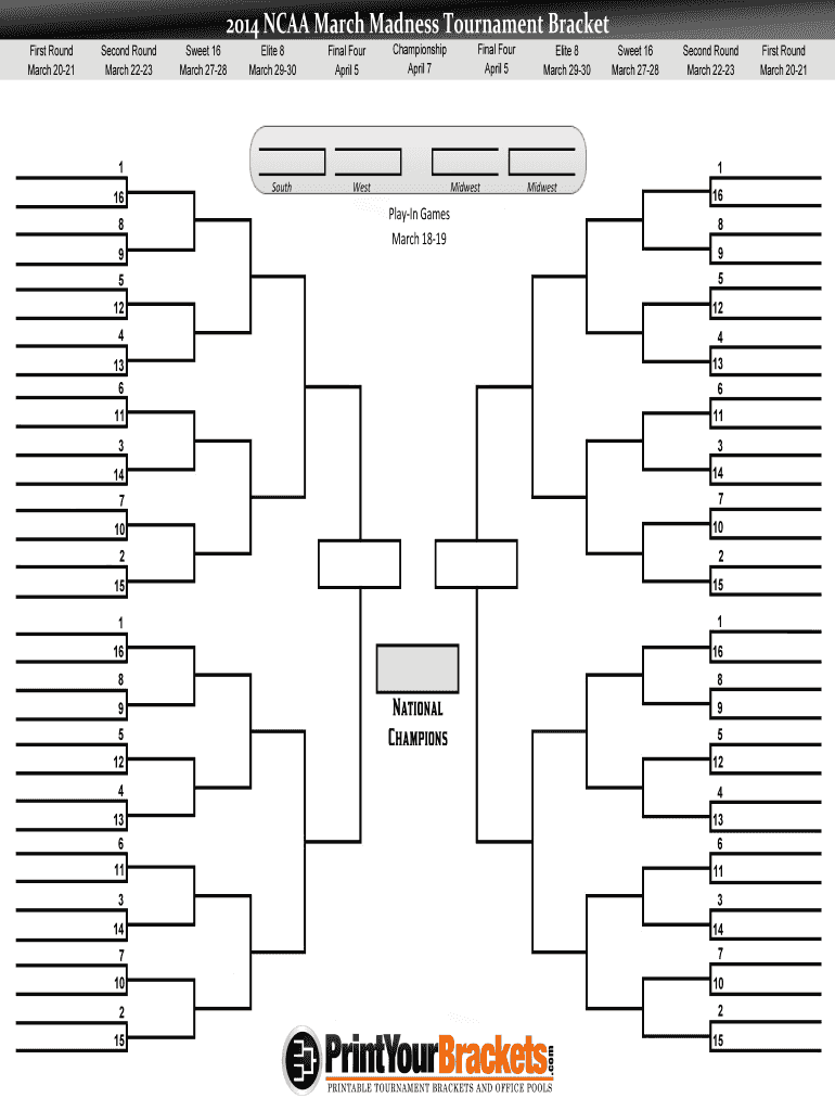 Blank Ncaa Tournament Bracket Template from www.signnow.com