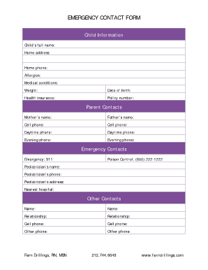 Fillable PDF Emergency Contact Form