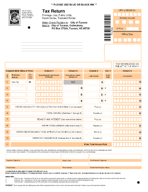 Tax Return City of Tucson Tucsonaz  Form