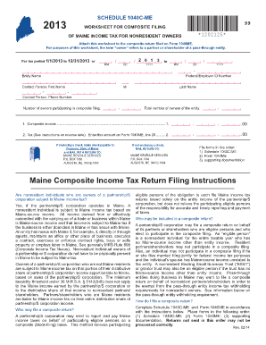 Schedule 1040c Me Worksheet for Composite Filing of Maine Gov Maine  Form