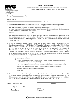 Hpd Affidavit in Lieu of Registration Form