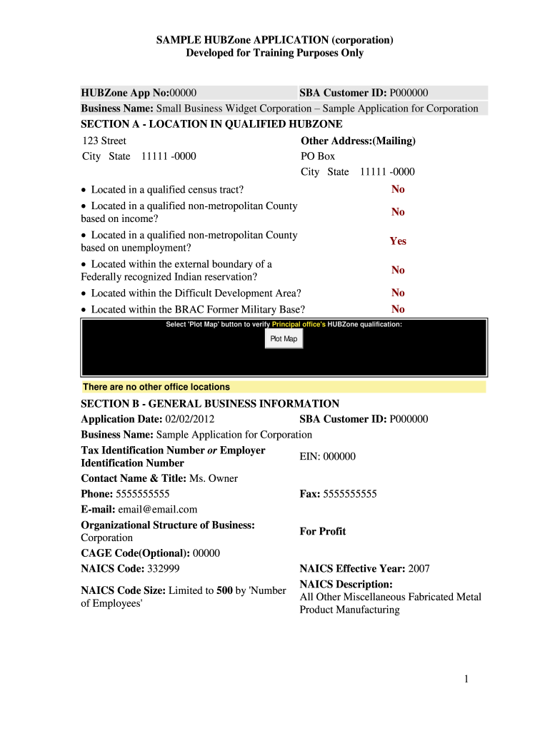 Hubzone Certification  Form