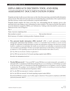 HIPAA Breach Log Sample  Form