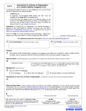 Certificate of Amendment California  Form