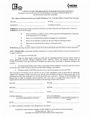 Cancellation and Release of Purchase and Sale Contract Mcba  Form