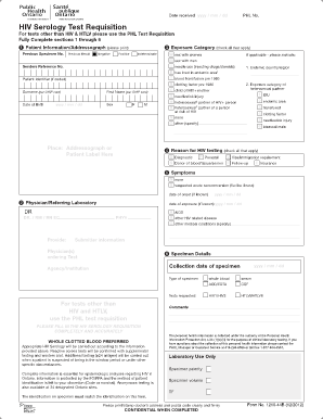 Hiv Serology Test Requisition  Form