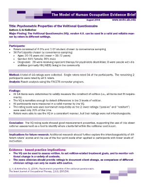 Questionnaire Volition  Form