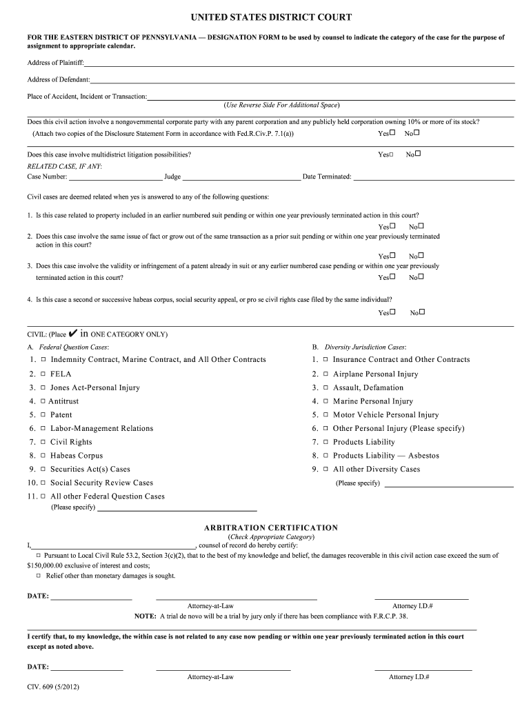  Designation Form Eastern District of Pennsylvania Paed Uscourts 2012