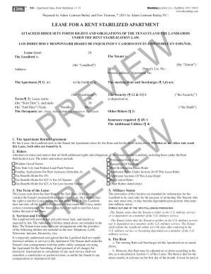Rent Stabilized Lease Form PDF