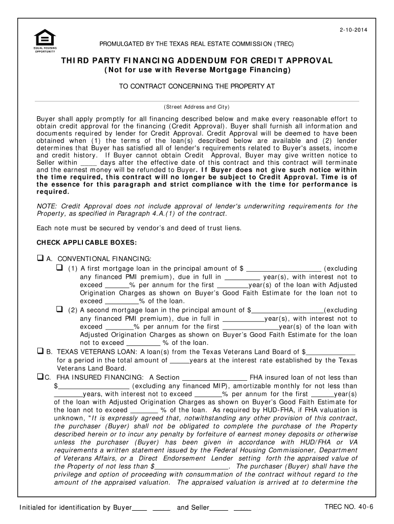  Trec Form 40 9 2014-2024