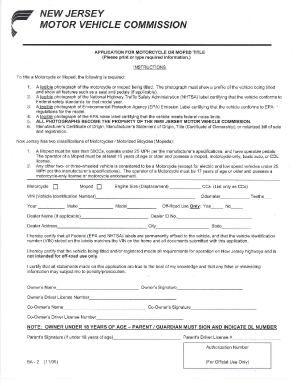 New Jersey Title Application PDF  Form