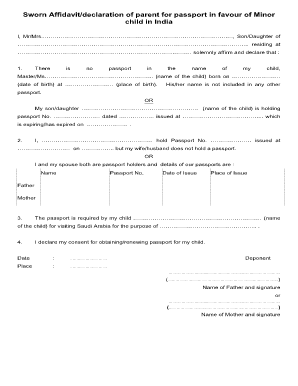 Parents Declaration Form for School PDF