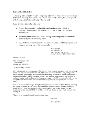 Irs Hardship Letter Sample  Form