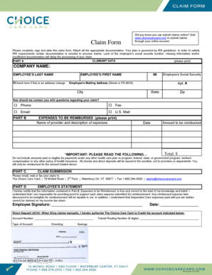 Choice Care Card Claim Form PDF Fortitude Insurance Group