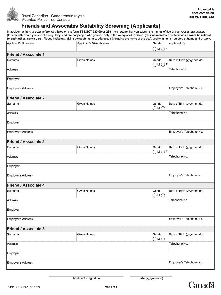  Rcmp Forms 2013-2024