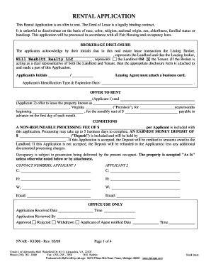 Nvar Rental Application  Form