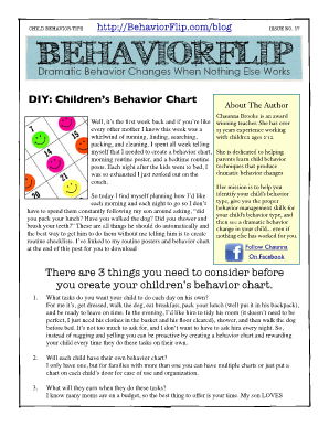 Editable Daily Behavior Chart  Form
