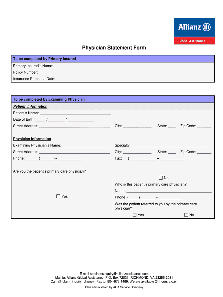 Physician Statement Form