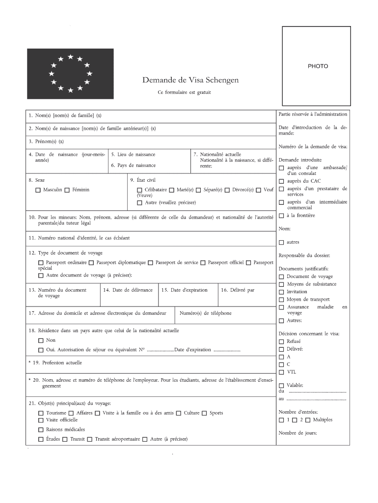 Formulaire Visa Schengen France Format Word