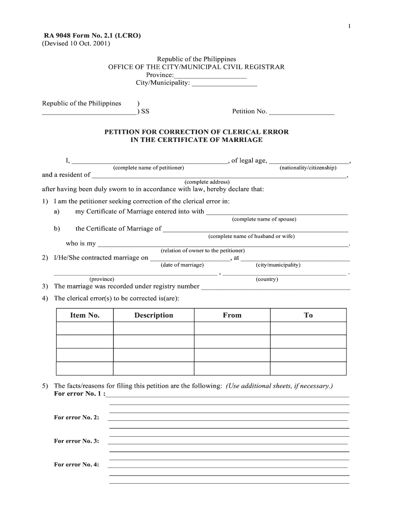  R a 9048 Petition Form No 2 1  the City of Tagum!  Tagumcity Gov 2001